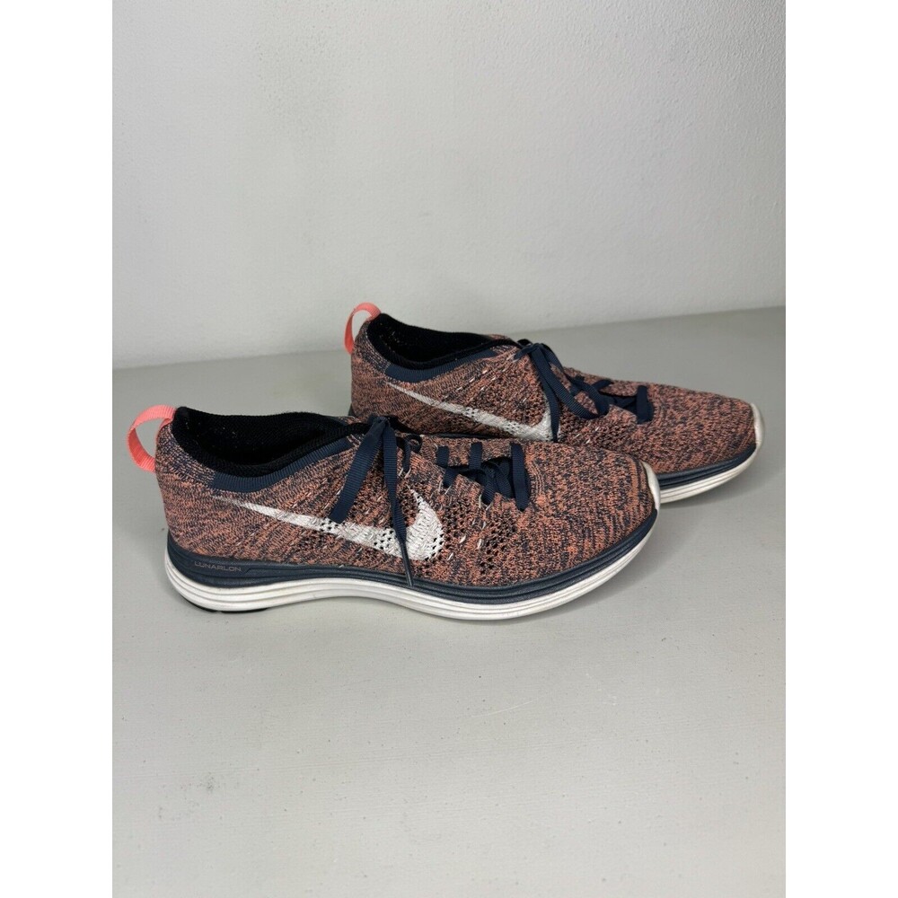 Nike Flyknit Lunar1+ Squadron Blue Atomic Pink Womens Size 7.5